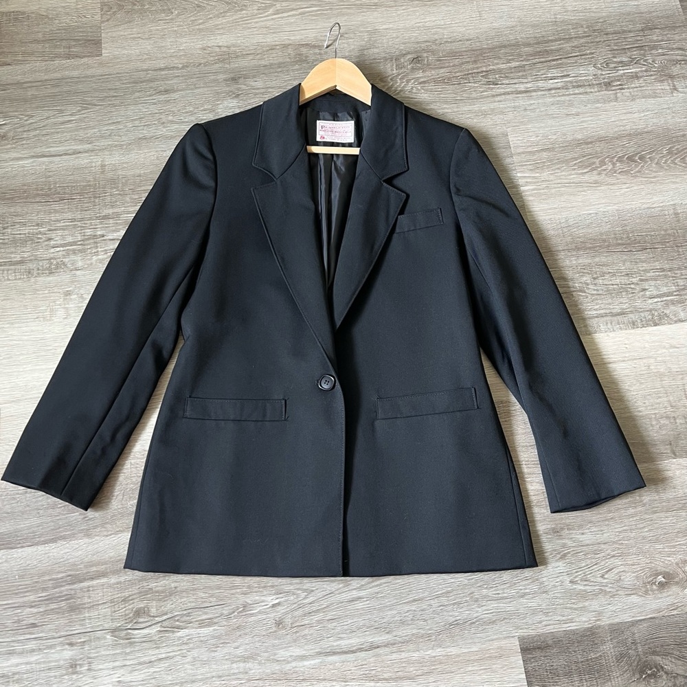 Pendleton Merino Wool Black One Button Blazer 4p - image 1